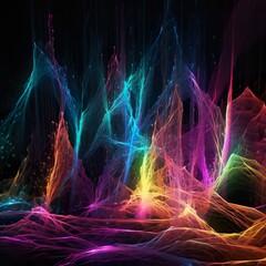 Abstract Neon Art Wallpaper with Pointy Shapes in Vibrant Colors - generative AI