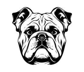 Bulldog Face, Silhouettes Dog Face SVG, black and white bulldog vector