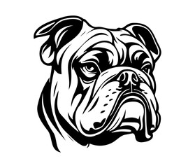 Bulldog Face, Silhouettes Dog Face SVG, black and white bulldog vector