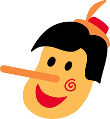 April Fool Pinocchio Flat Hand Drawn Illustration