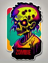  A drawing Zombie Sticker Design.