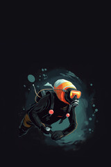 Deep Sea Diving Adventure of a Scuba Diver. Generative ai.
