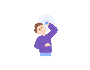 a man using ear drops to treat a disease of the ear. earache. maintain ear health. treatment and care. character illustration design of a person. vector elements