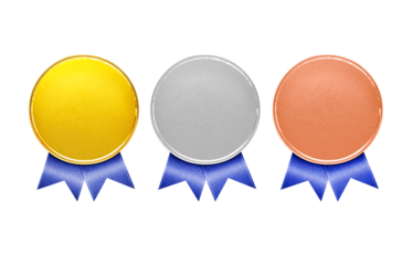 Bronze, Silver, Gold Medal. Champion Winner's Medal Bronze, Silver and Gold medals for the first prize PNG transparent