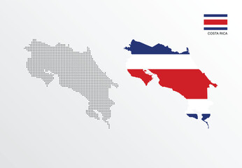 Fototapeta premium Vector illustration of Costa Rica map with flag