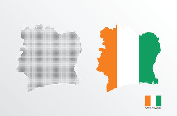 Vector illustration of Côte d'Ivoire map with flag