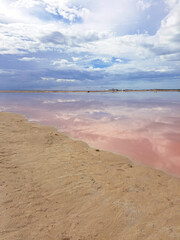 Las Coloradas, port in Río Lagartos, Yucatán, Mexico a fishing village, dedicated to the salt industry, a set of pools that make up one of the most important salt processing plants
