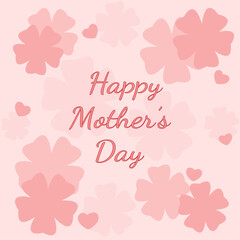 Postcard, congratulations, background, Happy Mother's Day, with a red, pink inscription, flowers and hearts on a pink background. Design for greeting, poster, banner and social media post. Vector.