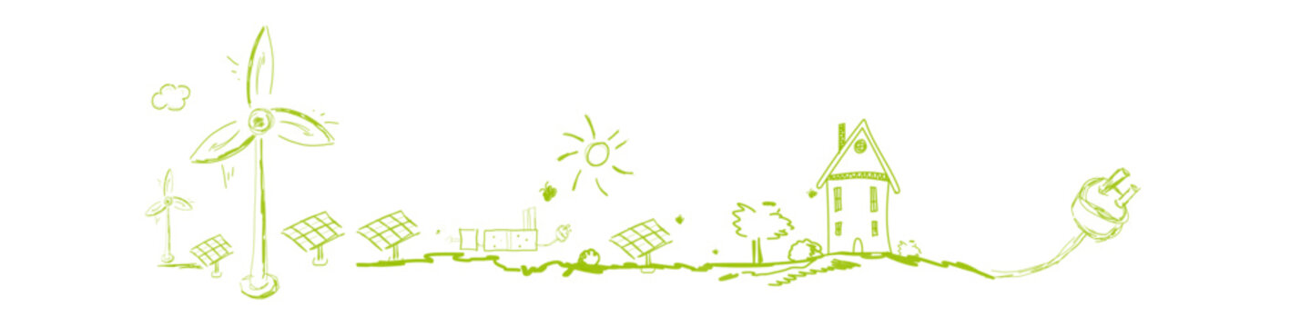 Energie Band Banner Landschaft Strom Panorama Erneuerbare Energien Wasserstoff