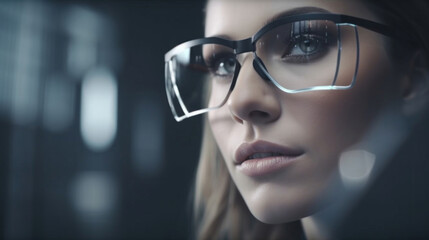 Fototapeta na wymiar Women wearing eyeglasses futuristic fancy glamour beautiful cool eyewear accessories sunglasses Generative AI