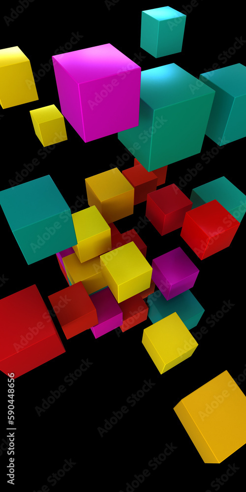 Poster texture and background from many volumetric cubes at different levels