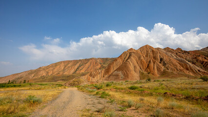 Rainbow Hills. Wonderful rocks in the westernmost part of Turkey in summer. Tuzluca countryside - Igdir - Turkey