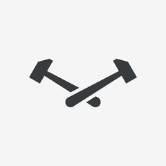 Crossed hammers. Simple shape icon or illustration