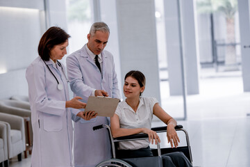 Doctor talks to the patient about the diagnosis and lab test results. Explaining how medical procedures work and giving patients advice about hygiene, preventive care, lifestyle changes and dieting.