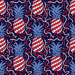 American flag theme pineapples patriotic pattern - 590451045
