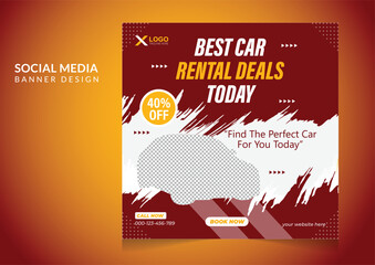 New rentn car promotion social media post banner template