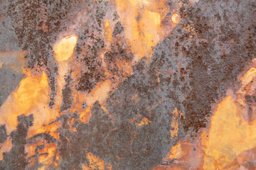 Rusted steel plate. Abandoned house, ruins. Metal.
Background material.
