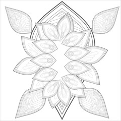 Coloring Book for adults. Hand drawn flowers in zentangle style for t-shirt design or tattoo and coloring book