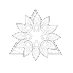 Coloring Book for adults. Hand drawn flowers in zentangle style for t-shirt design or tattoo and coloring book