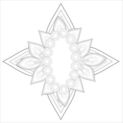 Coloring Book for adults. Hand drawn flowers in zentangle style for t-shirt design or tattoo and coloring book