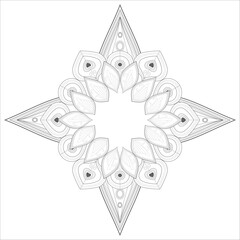 Coloring Book for adults. Hand drawn flowers in zentangle style for t-shirt design or tattoo and coloring book