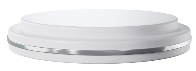 White clean cylinder podium and silver product display, 3d rendering
