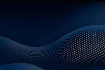 3d modern wave curve abstract presentation background. Luxury paper cut background. Abstract decoration, golden pattern, halftone gradients, 3d blue dark background illustration. Generative AI	