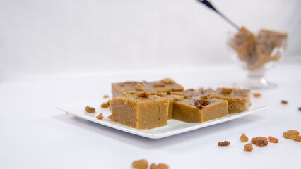 Close up of a plate of watalappan, traditional islamic dessert