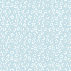 Hand drawn Easter seamless pattern, doodle white flowers on a blue background, great for banners, wallpapers, wrapping.