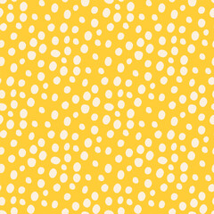 Hand drawn Easter seamless pattern, doodle white circles on a yellow background, great for banners, wallpapers, wrapping.