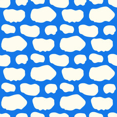Hand drawn Easter seamless pattern, white clouds on a blue background, great for banners, wallpapers, wrapping.