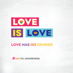 Love is Love, LGBTQ Awareness Poster Vector Template, Pride Month, Equality, Info, LGBTQ+ Awareness
