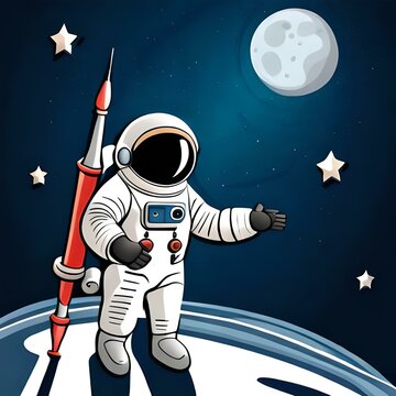 astronaut on the moon with rocker created with Generative AI