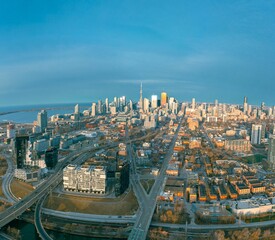 Naklejka na ściany i meble Aerial view of a the cityscape of Toronto