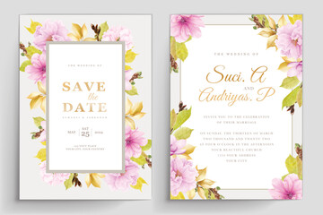 wedding invitation cherry blossom floral card