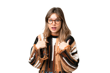 Young girl over isolated chroma key background with surprise facial expression