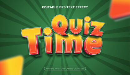 Quiz Time 3d Editable Text Effect Cartoon Style
