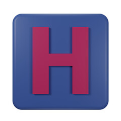 3d illustration  hospital letter H icon