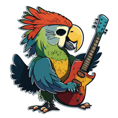 Guitar Parrot! Bring a touch of rock and roll to your space with this guitar-playing parrot