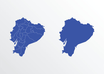 Blue map of Ecuador with regions