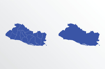 Fototapeta premium Blue map of El Salvador with regions