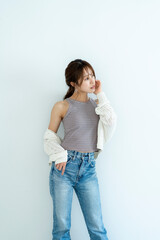 ポニーテールの女性