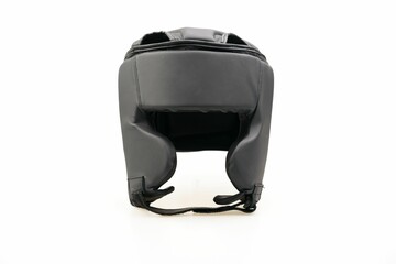 Fototapeta premium Single black boxing helmet isolated on a white background