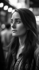 portrait of a woman in black and white