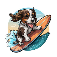 Waves of Fun! Catch a wave with this friendly dog surfer!