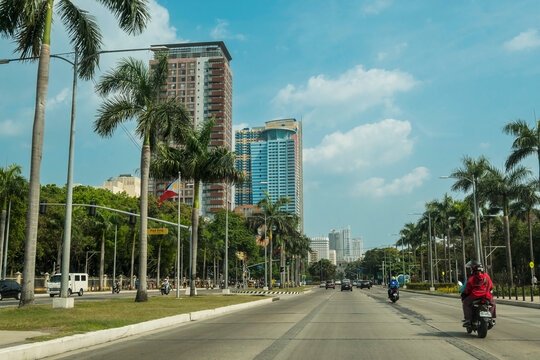 Manila, Philippines - Light traffic along Roxas Boulevard during Good friday.