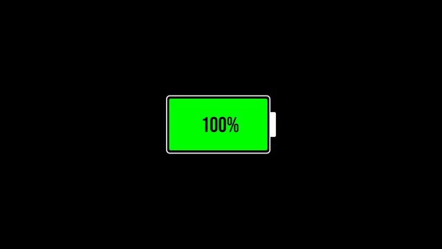 Battery charging animation on black screen