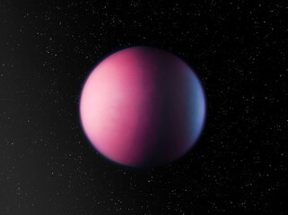 Fototapeta na wymiar Planet with atmosphere in space, incredible Super-Earth. Far exoplanet from alien star system. Spectacular cosmos background.