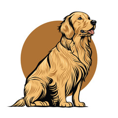 golden retriever dog vector - obrazy, fototapety, plakaty