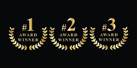 award winning golden element logo design vector template for number 1, 2 and 3